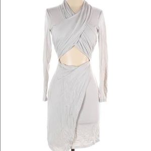 Long-sleeve Cutout Grey Dress